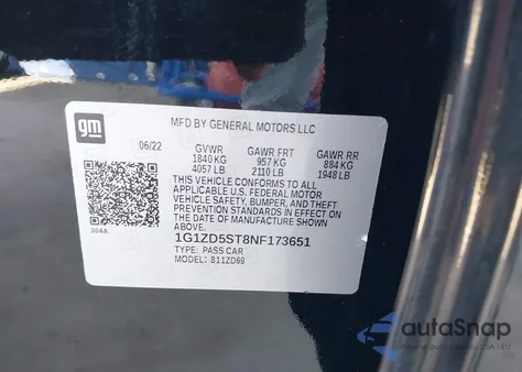 2022 Chevrolet Malibu Fwd Lt из США, поврежденный, VIN 1G1ZD5ST8NF173651